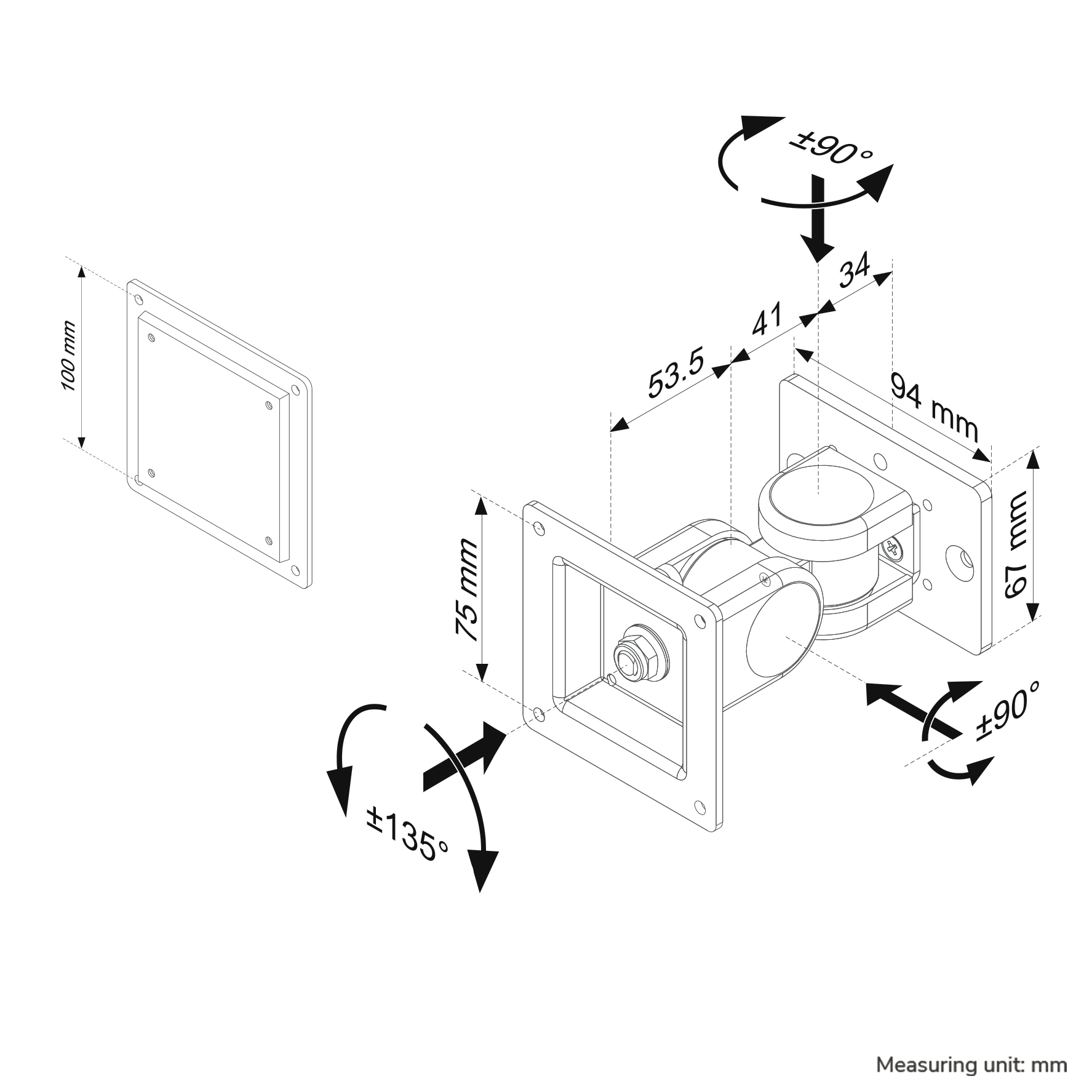 Neomounts FPMA-DTBW200 Toolbar monitor bracket 10-30" - full motion